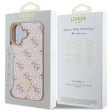 Husa pentru iPhone 16, Guess Hardcase 4G Triangle Metal Logo (GUHCP16SPG4GPH), alb