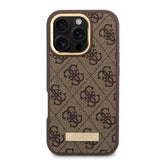 Husa pentru iPhone 16 Pro, Guess Hardcase 4G Logo Plate MagSafe (GUHMP16LU4GPRB), albastru