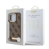 Husa pentru iPhone 16 Pro, Guess Hardcase 4G Logo Plate MagSafe (GUHMP16LU4GPRB), albastru