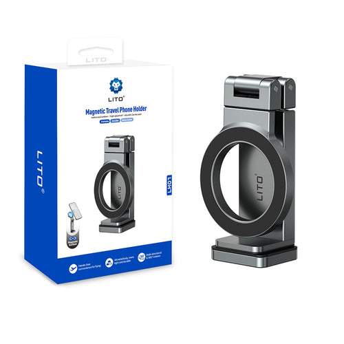 Suport de birou Lito Travel Suport telefon (LH01), Pliabil, 360° rotation, One-Hand Operation Design, gri