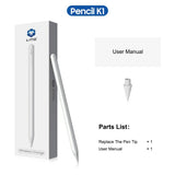 Stylus pen Lito (K1), Wireless Charging, Respingere palma, 90mAh, pentru iPad, alb