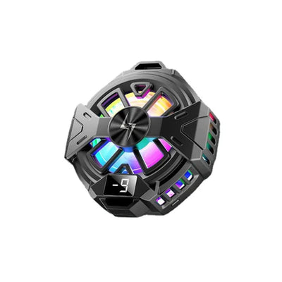 Cooler telefon Techsuit Phone Cooler (P60), Magnetic, Lumini RGB, Temperature Display, Low Noise, Two Speeds, pentru iOS si Android, negru