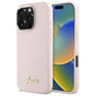 Husa pentru iPhone 16 Pro Max, Guess Silicone Script Metal Logo & Frame (GUHCP16XSMBSLP), roz deschis