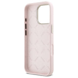 Husa pentru iPhone 16 Pro Max, Guess Silicone Script Metal Logo & Frame (GUHCP16XSMBSLP), roz deschis