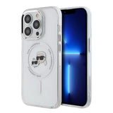 Husa pentru iPhone 14 Pro, Karl Lagerfeld IML MagSafe (KLHMP14LHLSKCH), alb
