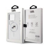 Husa pentru iPhone 14 Pro, Karl Lagerfeld IML MagSafe (KLHMP14LHLSKCH), alb