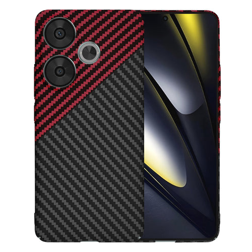 Husa pentru Xiaomi POCO F6, Techsuit Carbonite FiberShell, rosu inchis