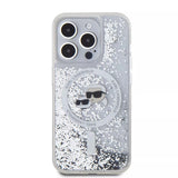 Husa pentru iPhone 15 Pro, Karl Lagerfeld Liquid Glitter MagSafe (KLHMP15LLGKCSGH), transparenta