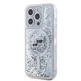 Husa pentru iPhone 15 Pro, Karl Lagerfeld Liquid Glitter MagSafe (KLHMP15LLGKCSGH), transparenta