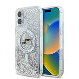 Husa pentru iPhone 16, Karl Lagerfeld Glitter Liquid MagSafe (KLHMP16SLGKCSGH), transparenta