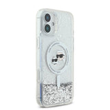 Husa pentru iPhone 16, Karl Lagerfeld Glitter Liquid MagSafe (KLHMP16SLGKCSGH), transparenta