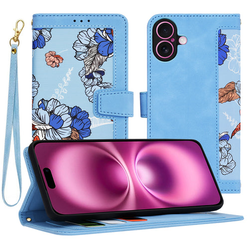 Husa pentru iPhone 16 Plus, Techsuit FlipCraft, bleu