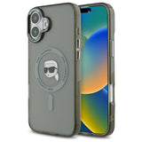 Husa pentru iPhone 16 Plus, Karl Lagerfeld IML MagSafe (KLHMP16MHLSKIK), negru