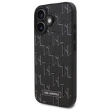 Husa pentru iPhone 16, Karl Lagerfeld Leather MagSafe (KLHMP16SPKHPORPK), negru