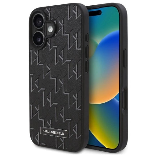 Husa pentru iPhone 16, Karl Lagerfeld Leather MagSafe (KLHMP16SPKHPORPK), negru