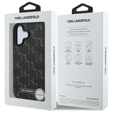 Husa pentru iPhone 16, Karl Lagerfeld Leather MagSafe (KLHMP16SPKHPORPK), negru