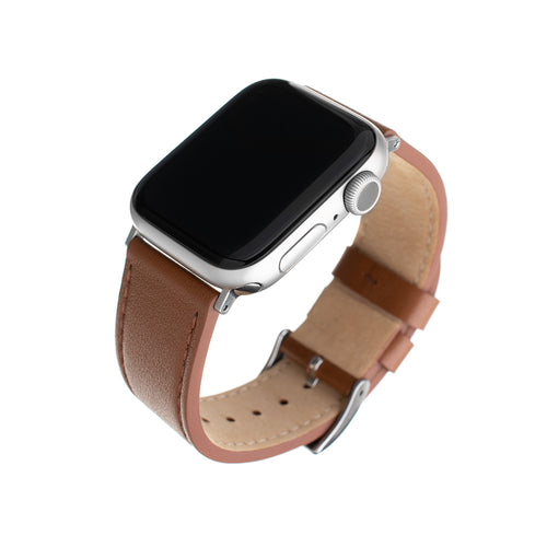 Curea pentru Apple Watch 6 44mm, Fixed Leather Strap 35mm, maro