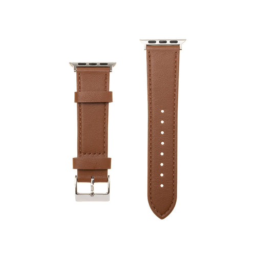 Curea pentru Apple Watch 6 44mm, Fixed Leather Strap 35mm, maro