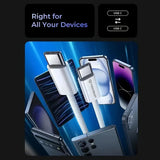 Cablu Techsuit de date (PCB114D), pentru Apple, Android, Type-C, Super Incarcare rapida, PD60W, Flexible, Durabil, 1m, galben