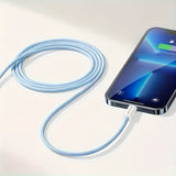 Cablu Techsuit de date (PCB114D), pentru Apple, Android, Type-C, Super Incarcare rapida, PD60W, Flexible, Durabil, 1m, bleu