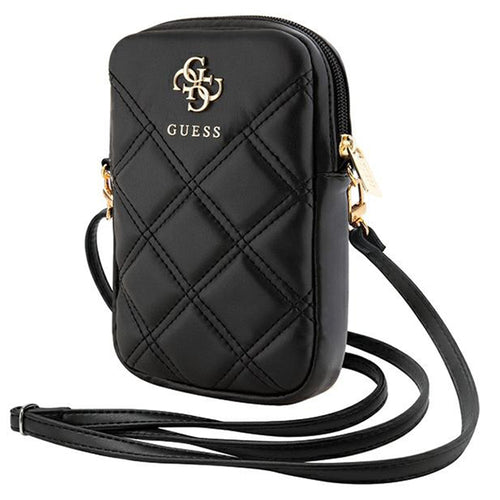 Guess Universal Phone Pouch Zip Quilted 4G (Guwbzpsqssgk), Universal, reglabil Strap, Zip Closure, Negru