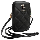 Guess Universal Phone Pouch Zip Quilted 4G (Guwbzpsqssgk), Universal, reglabil Strap, Zip Closure, Negru