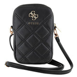 Guess Universal Phone Pouch Zip Quilted 4G (Guwbzpsqssgk), Universal, reglabil Strap, Zip Closure, Negru