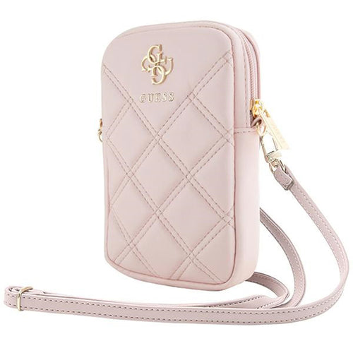Guess Universal Phone Pouch Zip Quilted 4G (Guwbzpsqssgp), Universal, reglabil Strap, Zip Closure, Roz