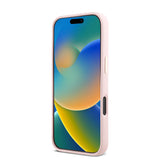 Husa pentru iPhone 16 Pro, Guess Silicone Script Metal Logo & Frame (GUHCP16LSMBSLP), roz