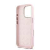Husa pentru iPhone 16 Pro, Guess Silicone Script Metal Logo & Frame (GUHCP16LSMBSLP), roz