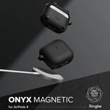 Husa casti pentru AirPods 4, Ringke, Protection Case Onyx Magnetic Non Slip Texture Carabiner Hole Warm, gri