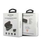 Casti wireless Guess (GUTWST31EK), Bluetooth 5.0, TWS, USB-C, cu Afisaj LED, Docking station, IPX4, negru