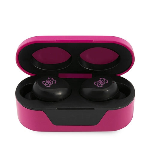Casti wireless Guess (GUTWST31EM), Bluetooth 5.0, TWS, USB-C, cu Afisaj LED, Docking station, IPX4, magenta