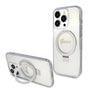 Husa pentru iPhone 15 Pro, Guess Ring Stand Script Glitter MagSafe (GUHMP15LHRSGSD), transparenta