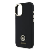 Husa pentru iPhone 16, Guess Silicone Logo Strass 4G (GUHCP16SM4DGPK), negru