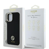 Husa pentru iPhone 16, Guess Silicone Logo Strass 4G (GUHCP16SM4DGPK), negru