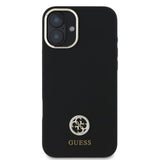Husa pentru iPhone 16, Guess Silicone Logo Strass 4G (GUHCP16SM4DGPK), negru