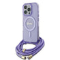 Husa pentru iPhone 16 Pro, Guess IML Crossbody Cord Script MagSafe (GUHMP16LHCTSGNSU), mov