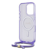 Husa pentru iPhone 16 Pro, Guess IML Crossbody Cord Script MagSafe (GUHMP16LHCTSGNSU), mov