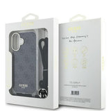 Husa pentru iPhone 16, Guess Crossbody Cord 4G Print (GUHCP16SHC4SEK), negru