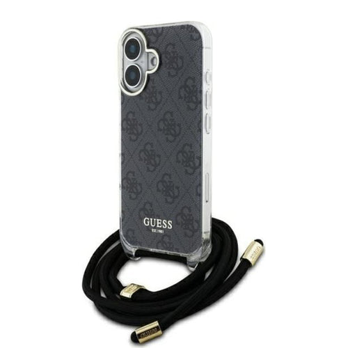 Husa pentru iPhone 16, Guess Crossbody Cord 4G Print (GUHCP16SHC4SEK), negru