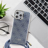 Husa pentru iPhone 16, Guess Crossbody Cord 4G Print (GUHCP16SHC4SEK), negru