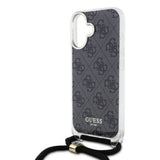 Husa pentru iPhone 16, Guess Crossbody Cord 4G Print (GUHCP16SHC4SEK), negru