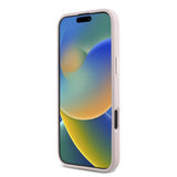 Husa pentru iPhone 16 Plus, Guess Silicone Script Metal Logo & Frame (GUHCP16MSMBSLP), roz