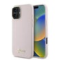 Husa pentru iPhone 16 Plus, Guess Silicone Script Metal Logo & Frame (GUHCP16MSMBSLP), roz