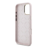 Husa pentru iPhone 16 Plus, Guess Silicone Script Metal Logo & Frame (GUHCP16MSMBSLP), roz