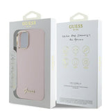 Husa pentru iPhone 16 Plus, Guess Silicone Script Metal Logo & Frame (GUHCP16MSMBSLP), roz