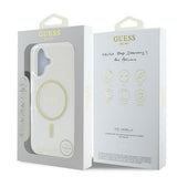 Husa pentru iPhone 16, Guess IML Glitter Circle MagSafe (GUHMP16SHFGERET), transparenta