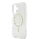 Husa pentru iPhone 16, Guess IML Glitter Circle MagSafe (GUHMP16SHFGERET), transparenta