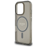 Husa pentru iPhone 16 Pro, Guess IML Glitter Circle MagSafe (GUHMP16LHFGEREK), negru
